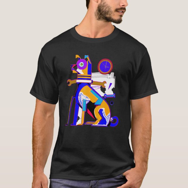 Camiseta Retrato de perro de arte de constructivismo de per (Anverso)