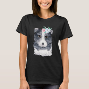Camiseta Retrato De Perro De Color De La Frontera Gris Con