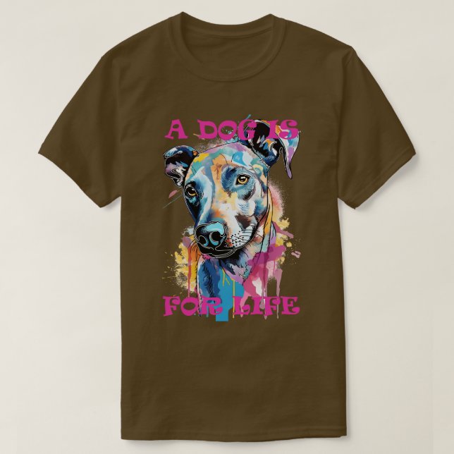 Camiseta Retrato de perro de graffiti Un perro es de por vi (Diseño del anverso)