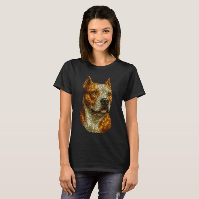 Camiseta Retrato de perro de Pitbull (Anverso completo)