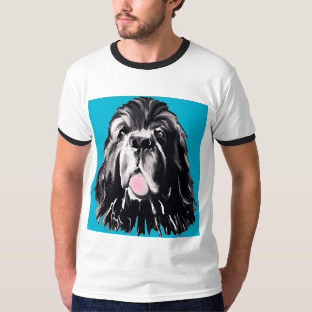 Camiseta Retrato de perro de Terranova (Anverso)
