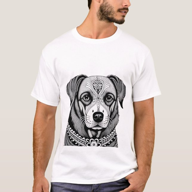 Camiseta Retrato de Perro Decorado (Anverso)
