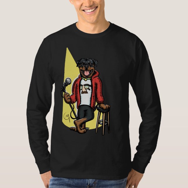 Camiseta Retrato de perro del comediante Rottweiler (Anverso)