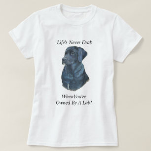 Camiseta retrato de perro labrador negro lema de diversión