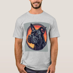 Camiseta Retrato de Perro Negro Elegante Estética Minimalis