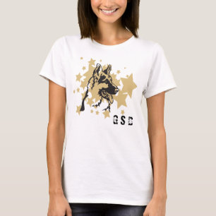 Camiseta Retrato de perro pastor alemán estrella de oro