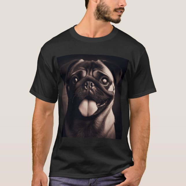 Camiseta Retrato de perro Pug 2 (Anverso)