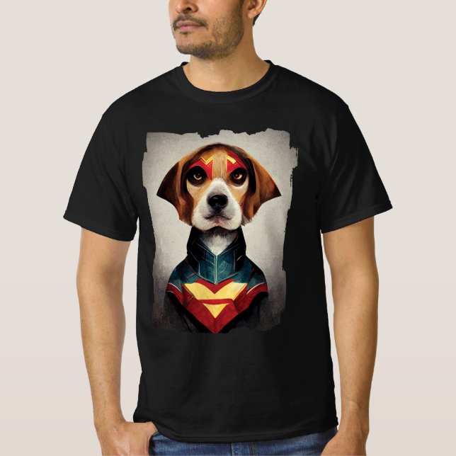 Camiseta Retrato de perro superhéroe | Beagle (Anverso)