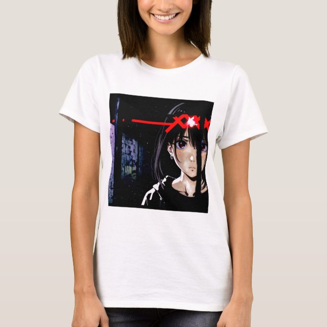 Camiseta Retrato de personaje anime - Estética oscura inten (Anverso)