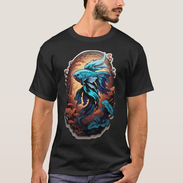 Camiseta Retrato de pez betta azul (Anverso)