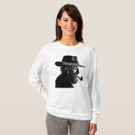 Camiseta Retrato de punto y línea: anciano sabio fumando en