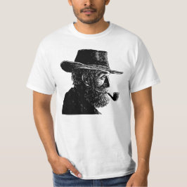 Camiseta Retrato de punto y línea: anciano sabio fumando en