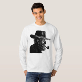 Camiseta Retrato de punto y línea: anciano sabio fumando en