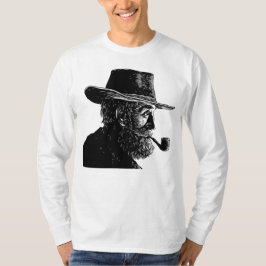 Camiseta Retrato de punto y línea: anciano sabio fumando en
