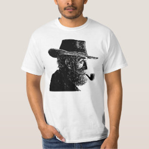 Camiseta Retrato de punto y línea: sabio anciano fumando un