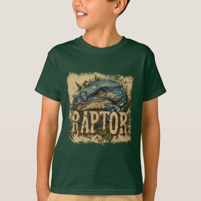 Camiseta Retrato de Raptor Grunge (Anverso)