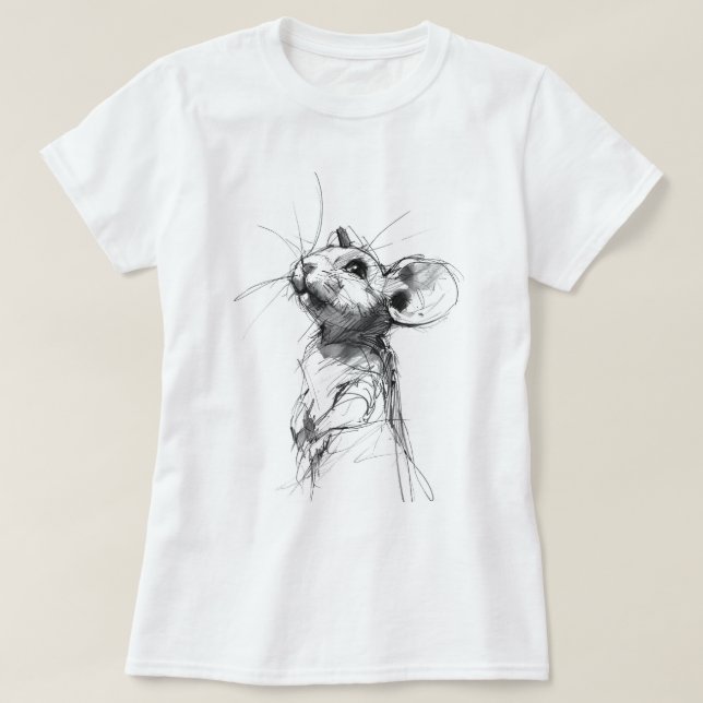 Camiseta Retrato de ratón lindo (Diseño del anverso)