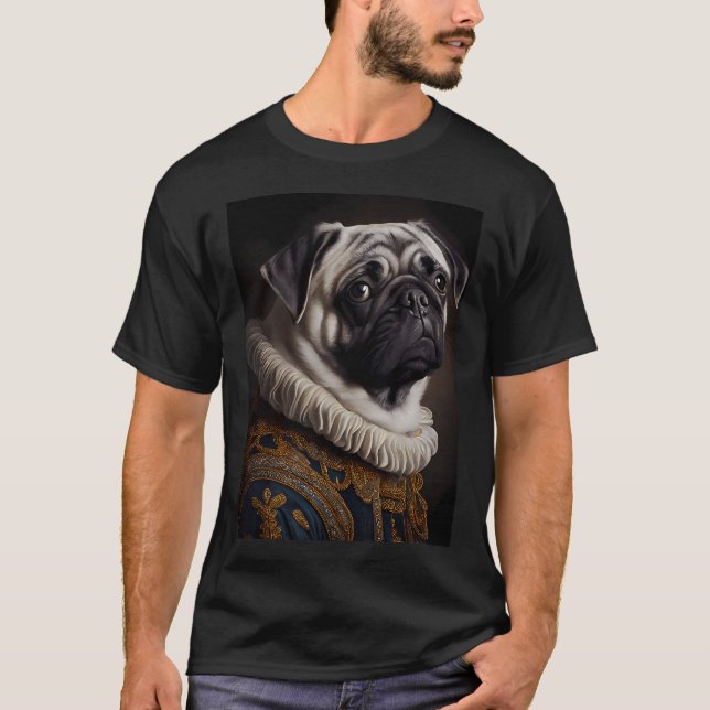 Camiseta Retrato de raza de perro Pug Renacimiento Real Ani (Anverso)