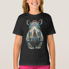 Camiseta Retrato de Rinoceronte Colorido Fauna Vibrante