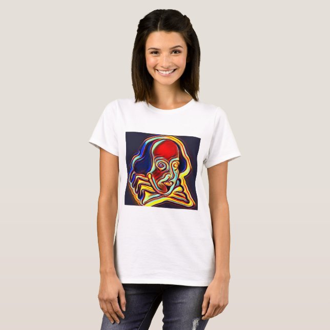 Camiseta Retrato de Shakespeare - arte moderno (Anverso completo)
