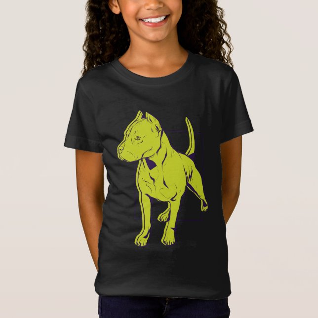 Camiseta Retrato de Terrier Pit Bull Americano (Anverso)