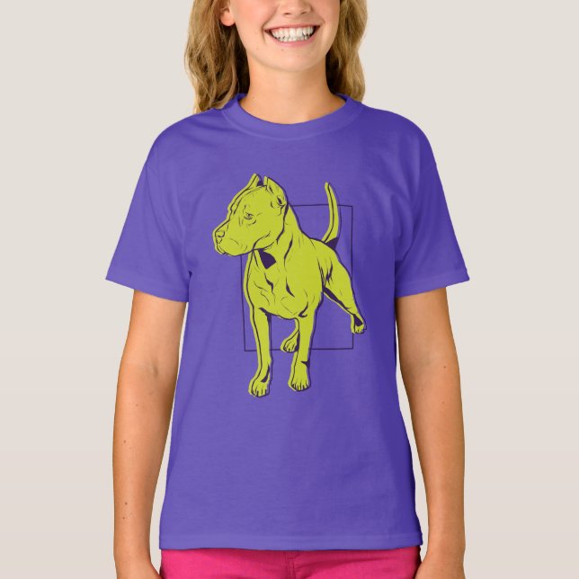Camiseta Retrato de Terrier Pit Bull Americano (Anverso)
