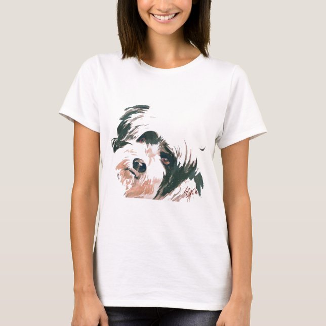 Camiseta Retrato de Terrier tibetano (Anverso)
