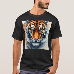 Camiseta Retrato de tigre al aguarela con ojos fieros