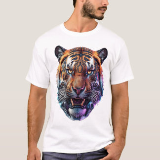 Camiseta Retrato de Tigre Bio-Mecánico Cibernético