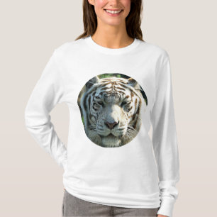 Camiseta Retrato de Tigre Blanco con Marcas Marrones Suaves