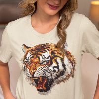 Retrato de tigre gruñón con aspecto de lentejuelas