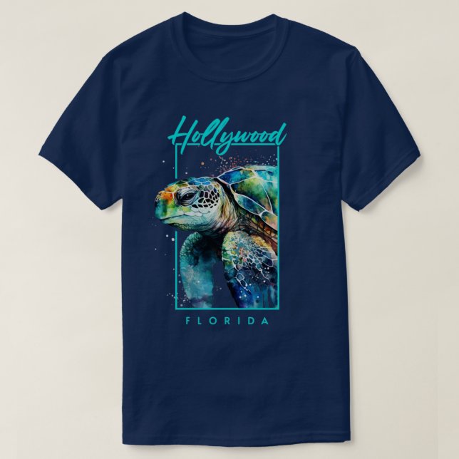Camiseta Retrato de tortuga marina de Hollywood Florida (Diseño del anverso)