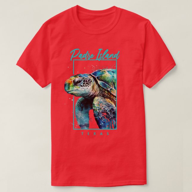 Camiseta Retrato de tortuga marina de la isla del Padre Tex (Diseño del anverso)
