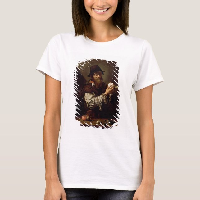 Camiseta Retrato de un anciano con cebolla (aceite en canva (Anverso)