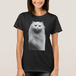Camiseta Retrato De Un Gato De Cabello Blanco Finamente Det