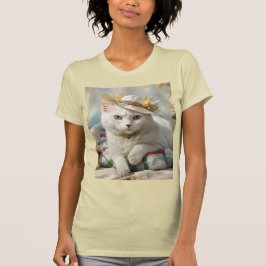 Camiseta Retrato de un gato en un gorra.