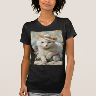 Camiseta Retrato de un gato en un gorra.