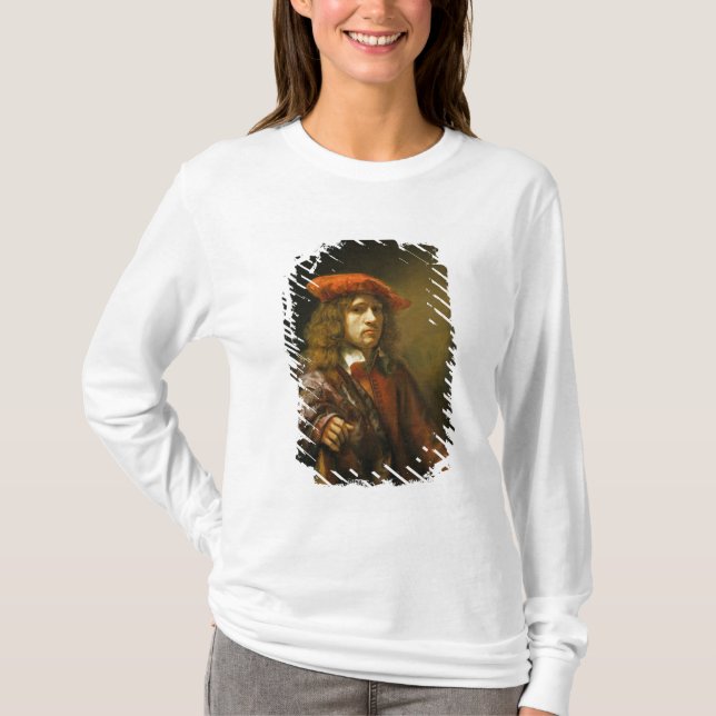 Camiseta Retrato de un hombre joven en un casquillo rojo (Anverso)