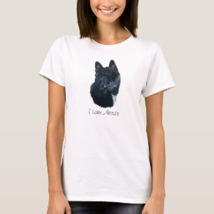 Camiseta retrato de un lindo akita negro grande perro