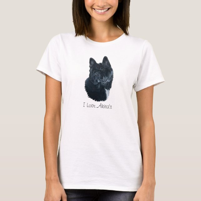 Camiseta retrato de un lindo akita negro grande perro (Anverso)