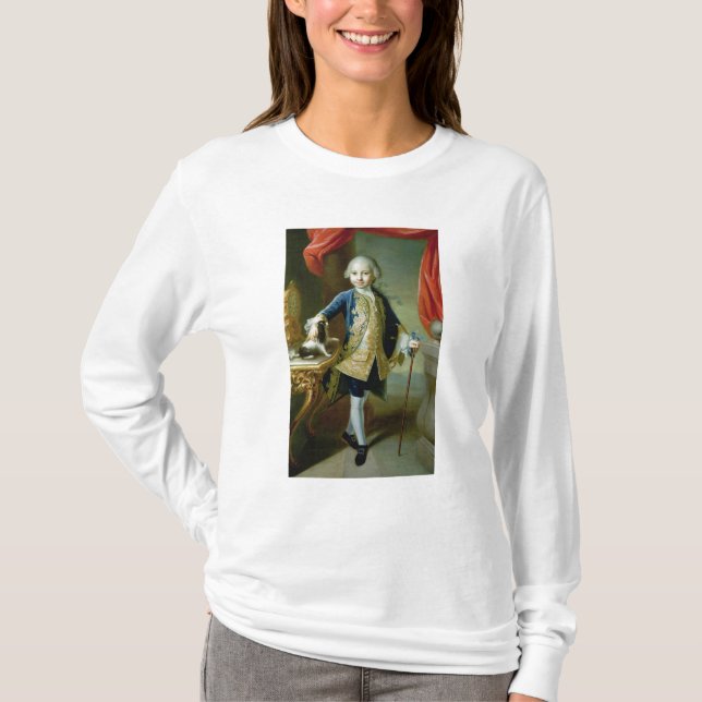 Camiseta Retrato de un muchacho con el perro de aguas del (Anverso)