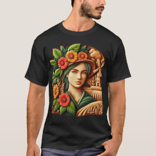 Camiseta Retrato de un natural en un estilo de tallado de m