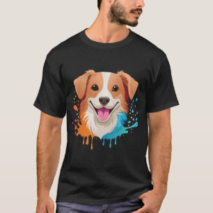 Camiseta Retrato de un perro adorable con colores fluidos g