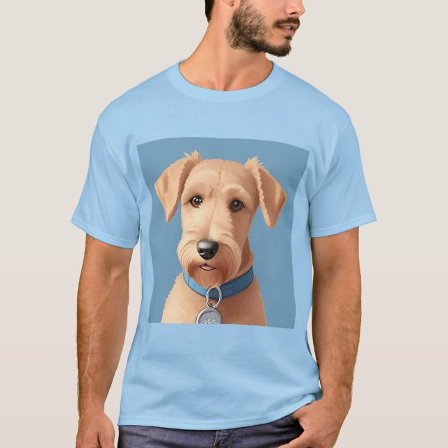 Camiseta Retrato de un perro lindo que lleva un collar azul (Anverso)