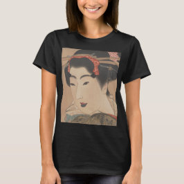 Camiseta Retrato de una mujer con abanico blanco – Japón vi