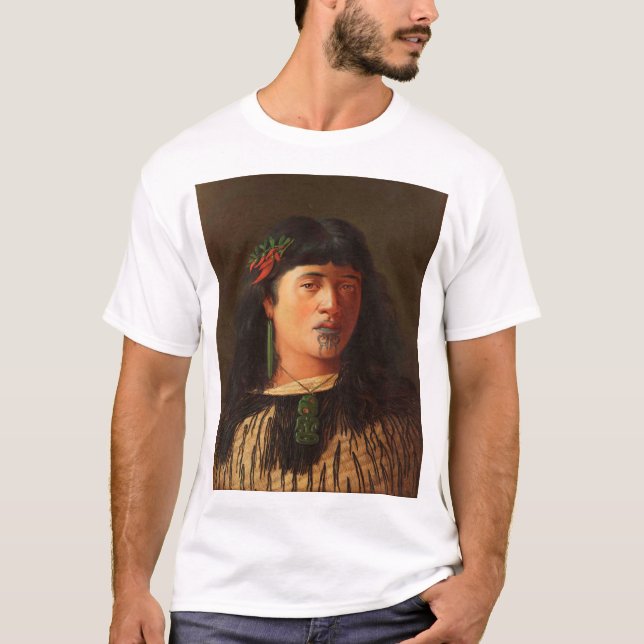 Camiseta "Retrato de una mujer maorí joven con Moko (Anverso)