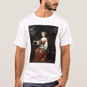 Camiseta Retrato de una señora que detiene a su mascota