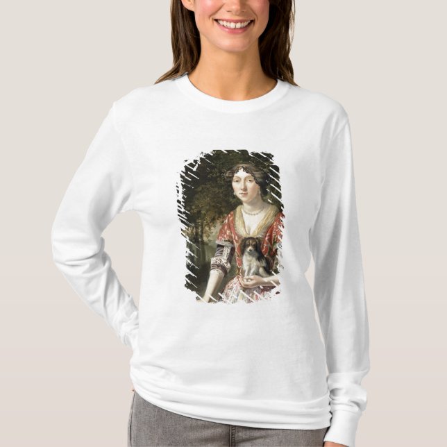 Camiseta Retrato de una señora Wearing un vestido rojo y (Anverso)