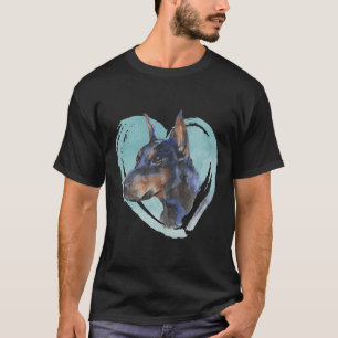 Camiseta Retrato de Watercolor Doberman Pinscher