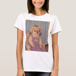 Camiseta Retrato del día de foto retro de Chihuahua gruñón